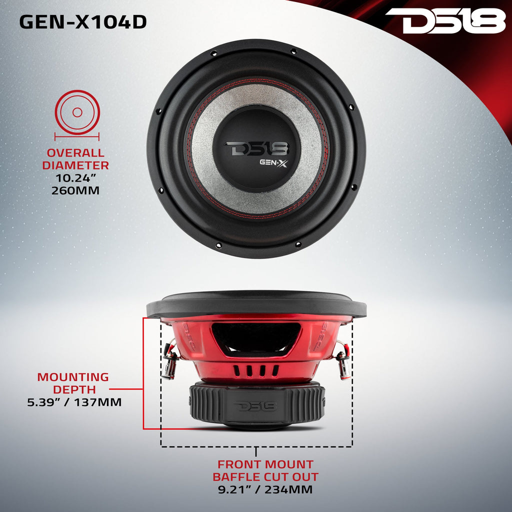 DS18 GEN-X104D GEN-X 10" Subwoofer 400 Watts Rms DVC 4-Ohm — image 6