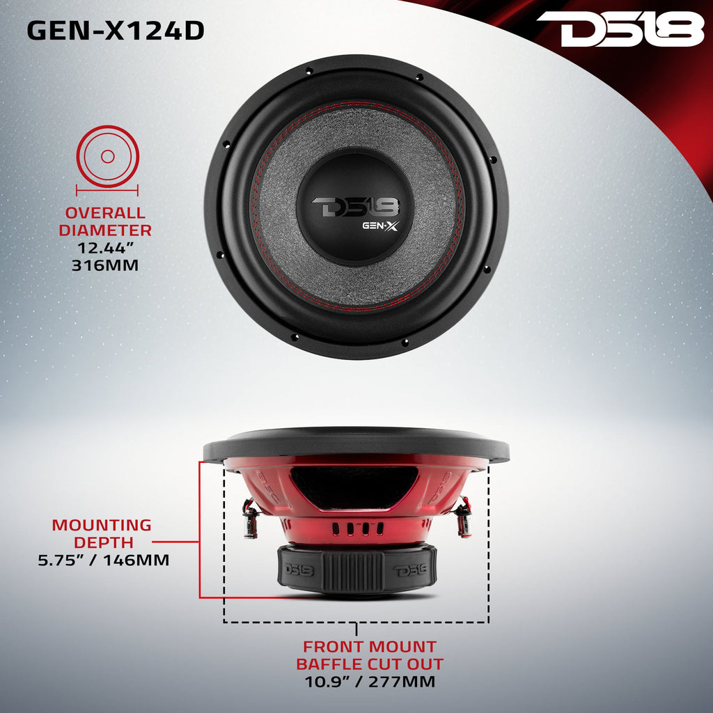 DS18 GEN-X124D GEN-X 12" Subwoofer 450 Watts Rms DVC 4-Ohm — image 6