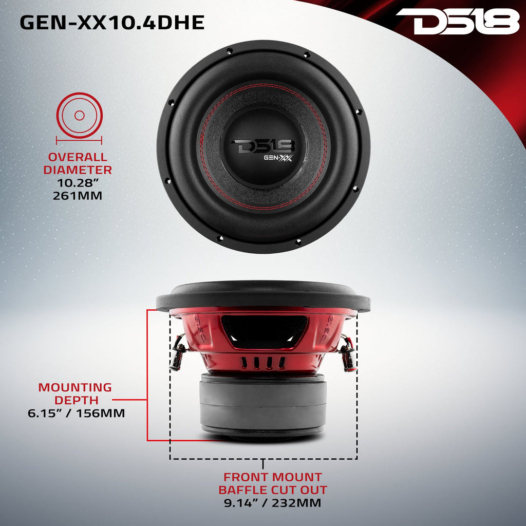 DS18 GEN-XX10.4DHE GEN-XX 10" High Excursion Subwoofer Double Stacked Magnets 500 Watts Rms DVC 4-Ohm — image 6