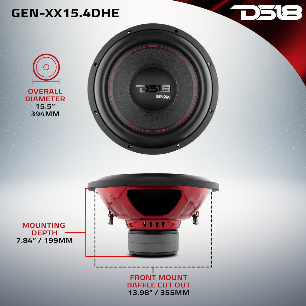 DS18 GEN-XX15.4DHE GEN-XX 15" High Excursion Subwoofer Double Stacked Magnets 600 Watts Rms DVC 4-Ohm — image 6