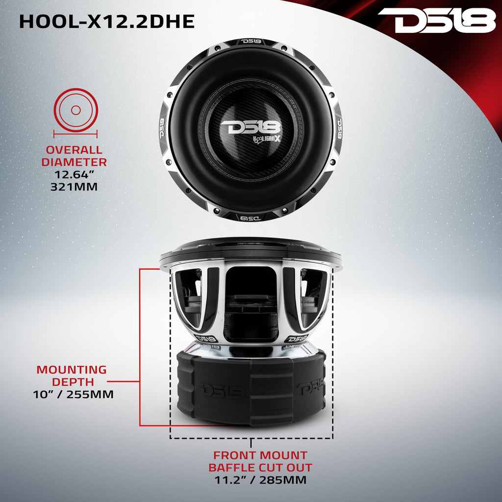 DS18 HOOL-X12.2DHE HOOLIGAN X 12" High Excursion Subwoofer 4000 Watts Rms 4" DVC 2-Ohm — image 7