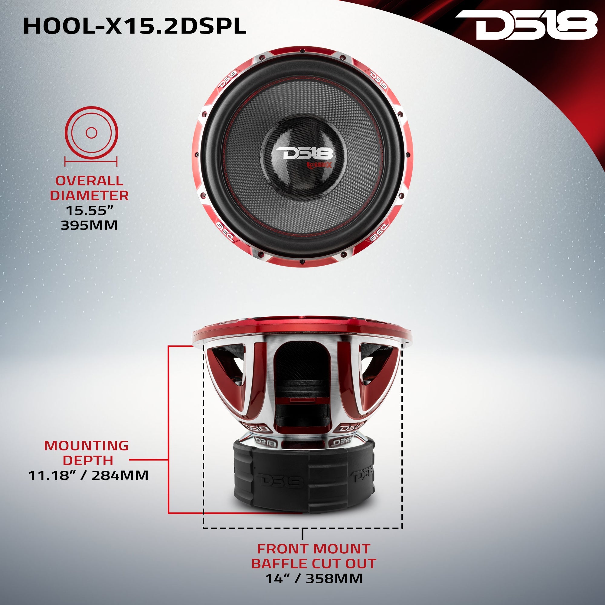 DS18 HOOL-X15.2DSPL HOOLIGAN X 15" SPL Subwoofer 4000 Watts Rms 4" DVC 2-Ohm — image 6