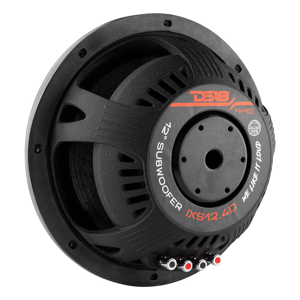 DS18 IXS12.4D IXS Shallow-Mount 12" Fiber Glass Subwoofer 800 Watts Rms DVC 4-Ohm — image 3