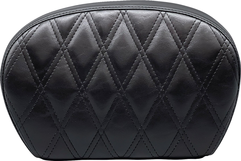 LE PERA Sissy Bar Pad - Large - Vinyl - Double Diamond - Shiny Black L-SBP01DD-SH — image 1