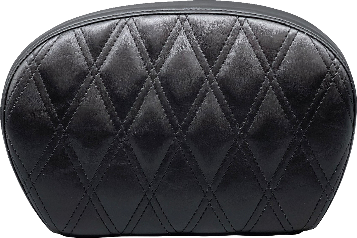 LE PERA Sissy Bar Pad - Large - Vinyl - Double Diamond - Shiny Black L-SBP01DD-SH — image 1