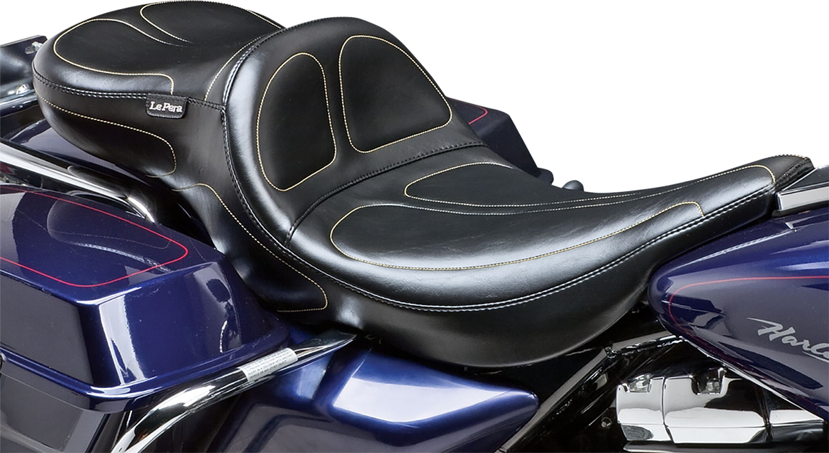 LE PERA Maverick Daddy Long Legs Seat - Black - Stitched - FLHR '02-'07 LH-957RKDL — image 1