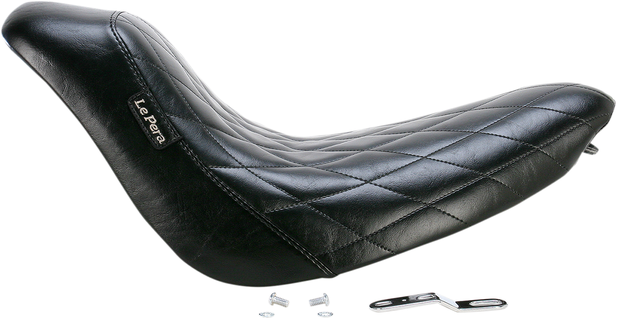 LE PERA Bare Bones Solo Seat - Diamond Stitch - Black - Softail '06-'17 LK-007DM — image 2