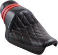 LE PERA Stubs Spoiler Seat - Diamond - Black w/ Red Stripes - XL '04-'23 LK-416DMRED — image 1