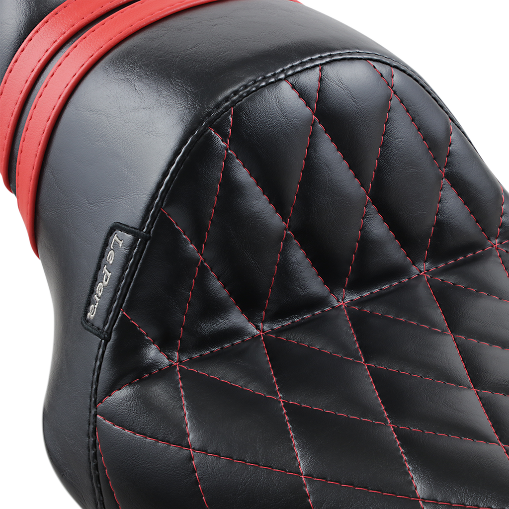 LE PERA Stubs Spoiler Seat - Diamond - Black w/ Red Stripes - XL '04-'23 LK-416DMRED — image 3
