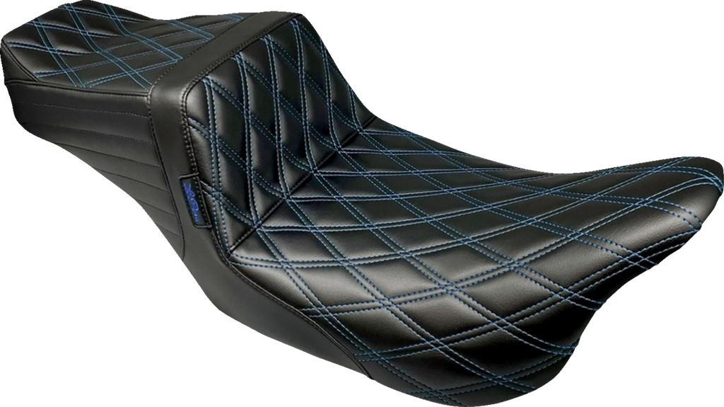 LE PERA Tailwhip Seat - Double Diamond w/ Blue Thread - Black - FLH/FLT '08-'24 LK-587DD-BLUE — image 1