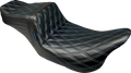 LE PERA Tailwhip Seat - Double Diamond w/ Blue Thread - Black - FLH/FLT '08-'24 LK-587DD-BLUE — image 1