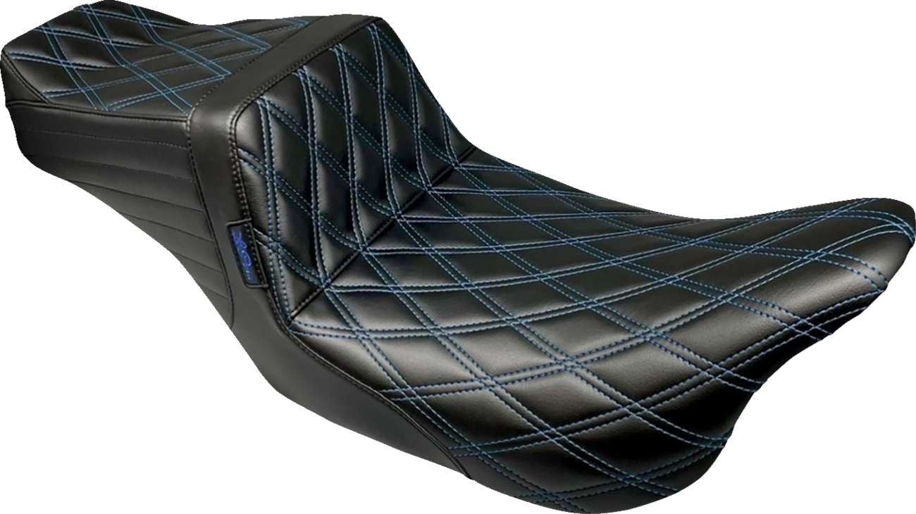 LE PERA Tailwhip Seat - Double Diamond w/ Blue Thread - Black - FLH/FLT '08-'24 LK-587DD-BLUE — image 1