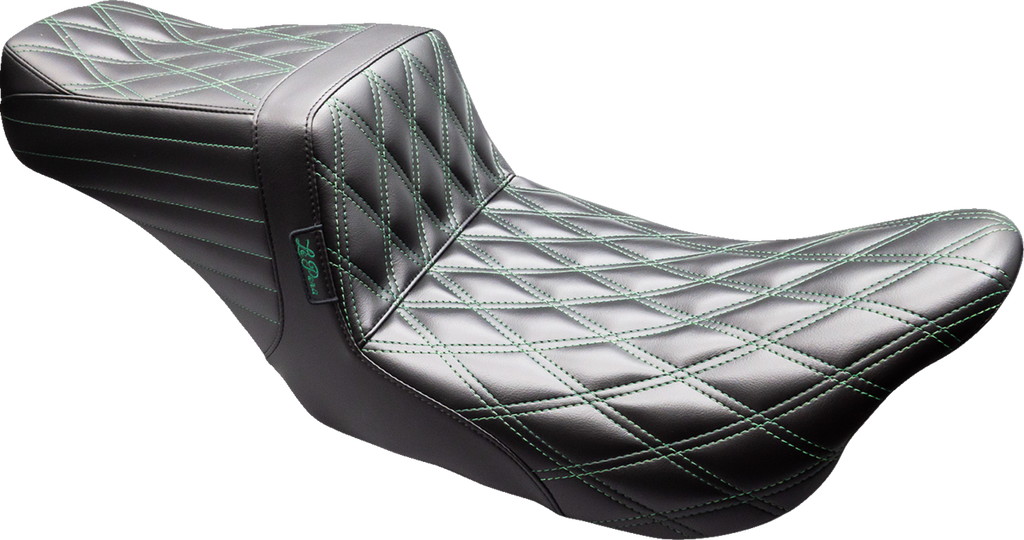 LE PERA Tailwhip Seat - Black - Double Diamond - Green Stitch - FLT/FLH '08-'23 LK-587DD-GN08 — image 1