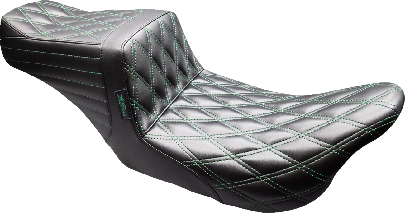 LE PERA Tailwhip Seat - Black - Double Diamond - Green Stitch - FLT/FLH '08-'23 LK-587DD-GN08 — image 1