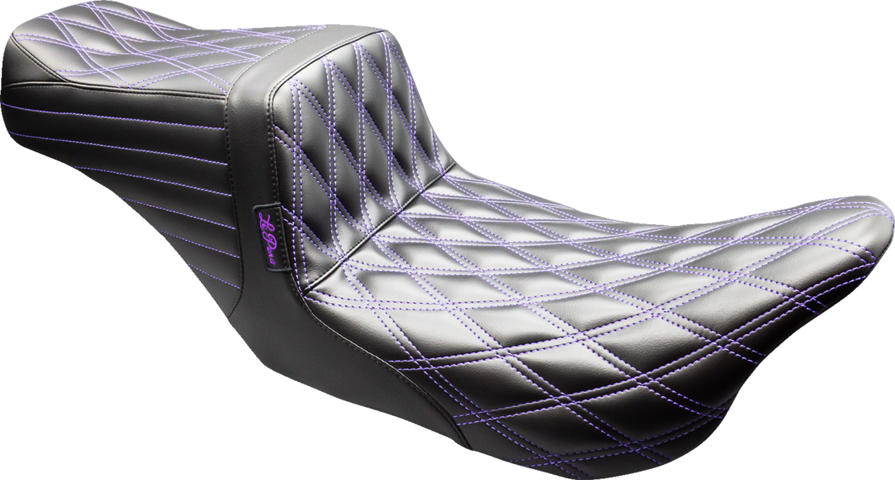 LE PERA Tailwhip Seat - Black - Double Diamond - Purple Stitch - FLT/FLH '08-'23 LK-587DD-P01 — image 1