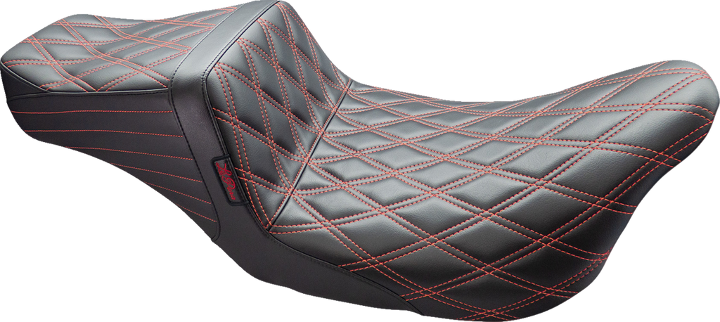 LE PERA Tailwhip Seat - Double Diamond w/ Red Thread - Black - FL '08-'24 LK-587DD-RED — image 1