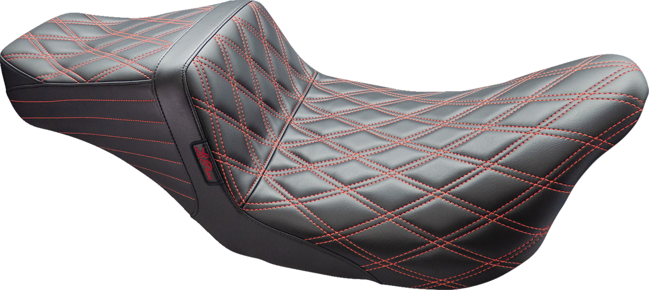 LE PERA Tailwhip Seat - Double Diamond w/ Red Thread - Black - FL '08-'24 LK-587DD-RED — image 1