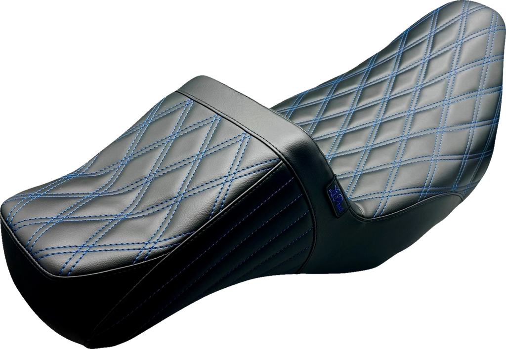 LE PERA Tailwhip Daddy Long Legs Seat - Double Diamond w/ Blue Thread - FLH/FLT '08-'24 LK-587DLDD-BLUE — image 1