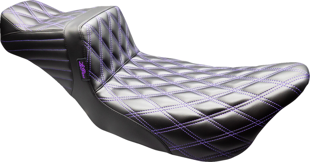 LE PERA Tailwhip Daddy Long Legs Seat - Black - Purple Double Diamond Stitch - FLT/FLH '08-'23 LK-587DLDD-P01 — image 1