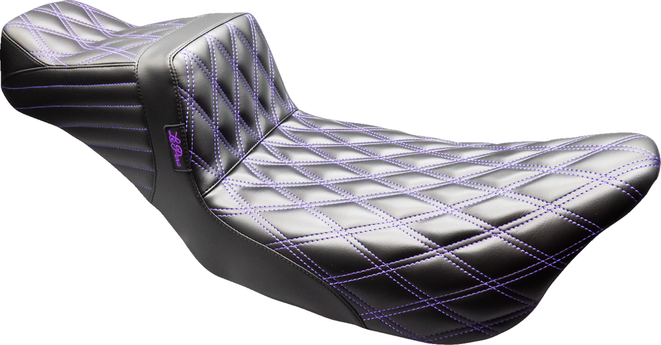 LE PERA Tailwhip Daddy Long Legs Seat - Black - Purple Double Diamond Stitch - FLT/FLH '08-'23 LK-587DLDD-P01 — image 1