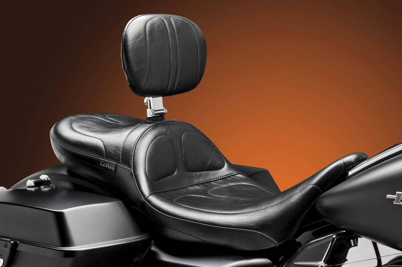 LE PERA Maverick Daddy Long Legs Seat - With Backrest - Black - Stitched - FL '08-'25 LK-957DLBR — image 1