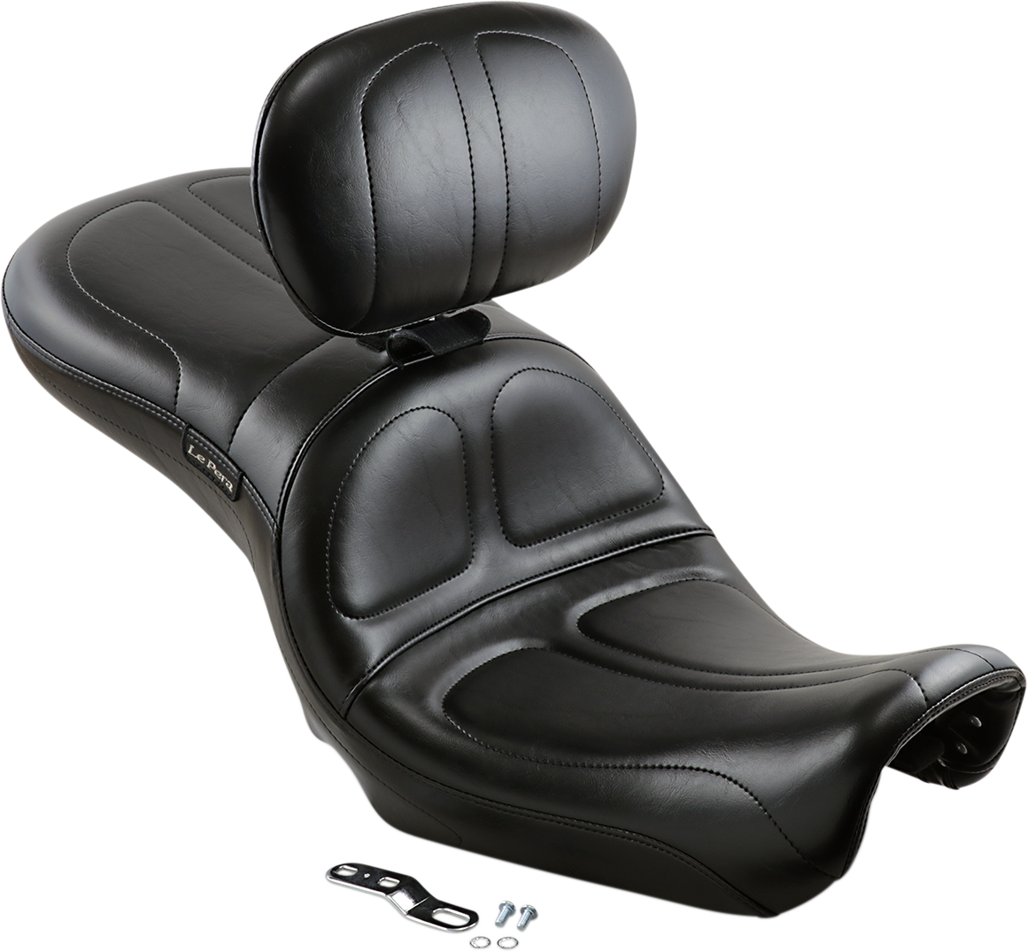 LE PERA Maverick Seat - with Backrest - Stitched - Black - FLD/FXD '06-'17 LK-970BR — image 2