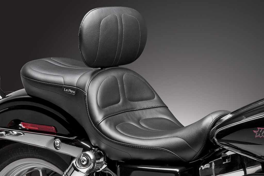 LE PERA Maverick Seat - with Backrest - Stitched - Black - FLD/FXD '06-'17 LK-970BR — image 4