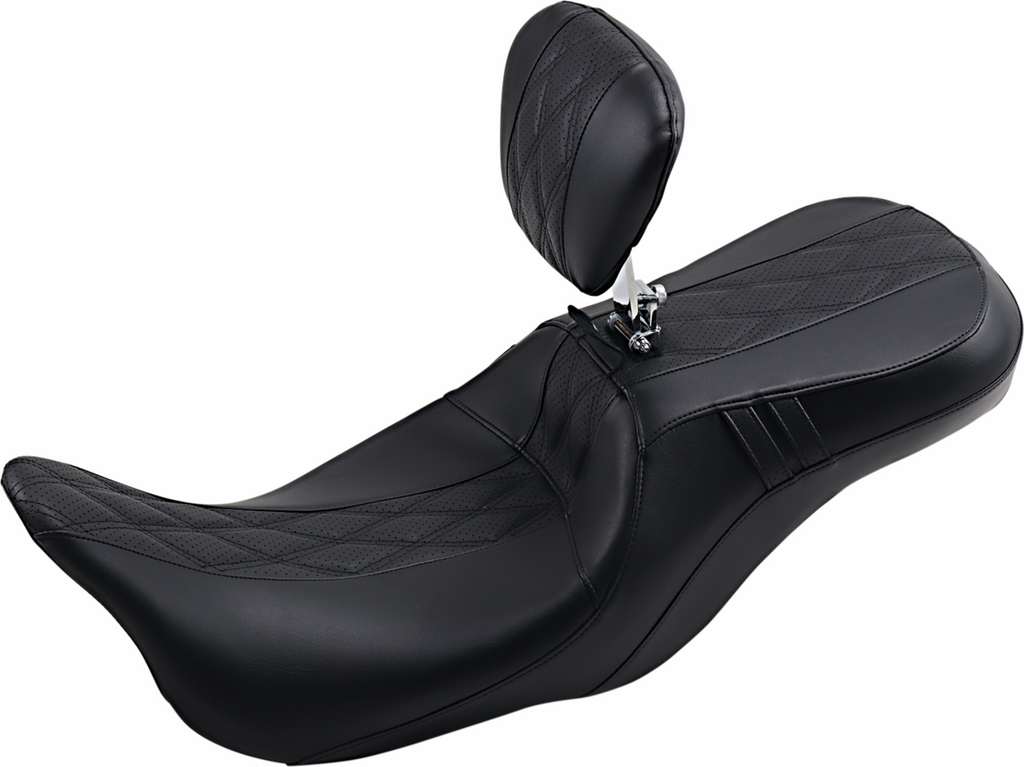 LE PERA Outcast GT Seat - 2-Up - With Backrest - Black Double Diamond - Perforated - FL '08-'22 LK-997BRGT2 — image 1