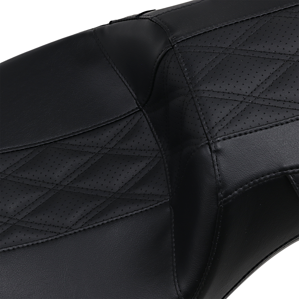 LE PERA Outcast Daddy Long Legs Seat - 2-Up - w/o Backrest - Black w/Black Double Diamond Inlay - FL '08-'22 LK-997DLGT2 — image 2