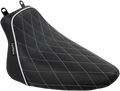 LE PERA Bare Bones Solo Seat - Diamond Stitch w/ White Stitching/Piping - Black - Softail - FL '08-'17 LXE-007DMWTP — image 1