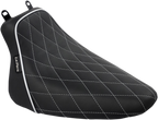 LE PERA Bare Bones Solo Seat - Diamond Stitch w/ White Stitching/Piping - Black - Softail - FL '08-'17 LXE-007DMWTP — image 1