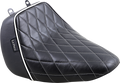 LE PERA Bare Bones Solo Seat - Diamond Stitch w/ White Stitching/Piping - Black - FLFB '18-'25 LYO-007DMWTP — image 1