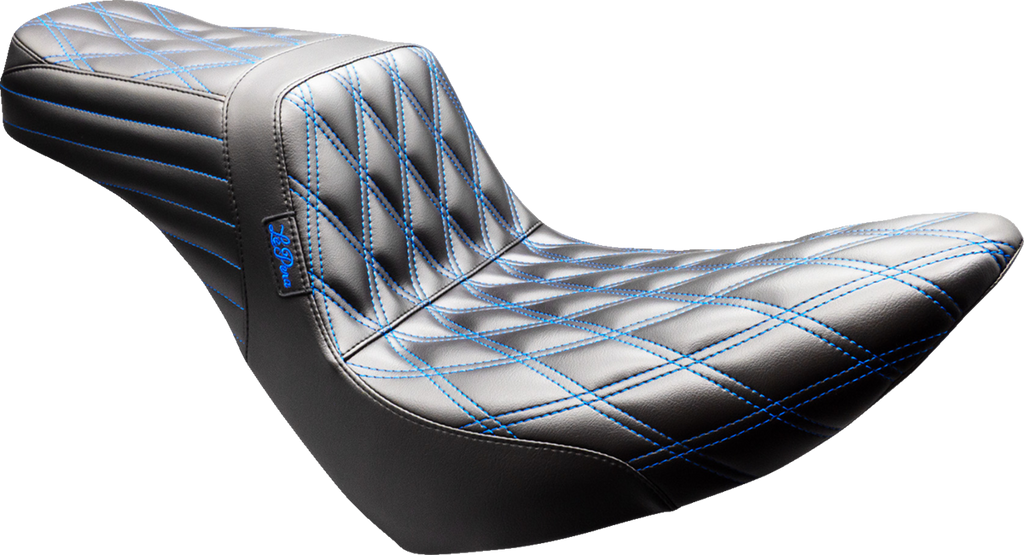 LE PERA Tailwhip Seat - Black - Double Diamond - Blue Stitch - FX/FL '18-'25 LYR-580DD-BE01 — image 1