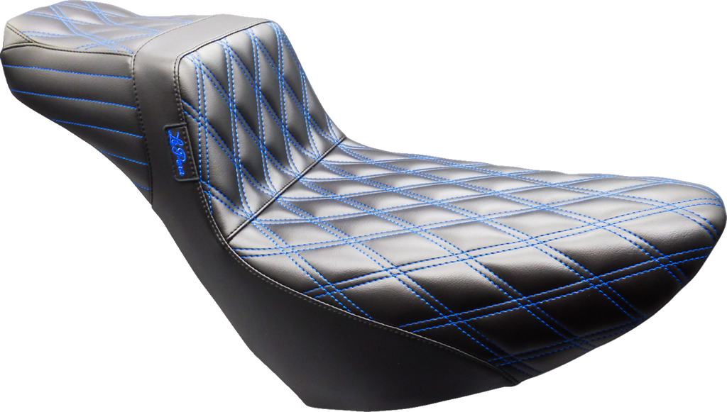 LE PERA Tailwhip Daddy Long Legs Seat - Black - Double Diamond - Blue Stitch - FL/FX '18-'25 LYR-580DLDD-BE01 — image 1