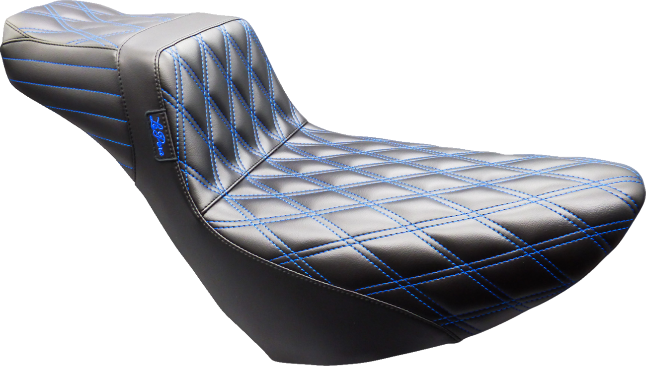 LE PERA Tailwhip Daddy Long Legs Seat - Black - Double Diamond - Blue Stitch - FL/FX '18-'25 LYR-580DLDD-BE01 — image 1