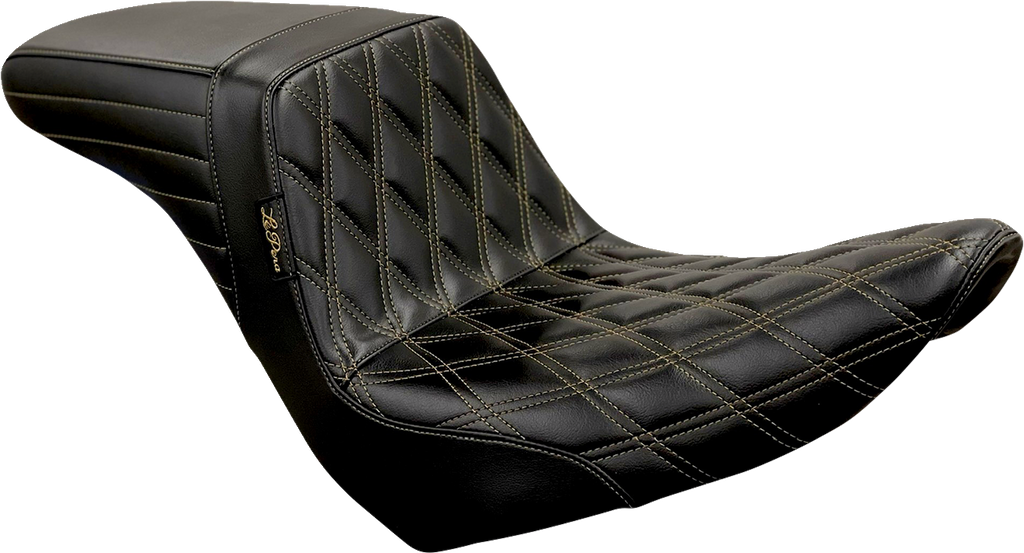 LE PERA Kickflip Seat - Diamond w/Chestnut Stitching - Black - Softail '18-'23 LYR-590DD-CHET — image 1