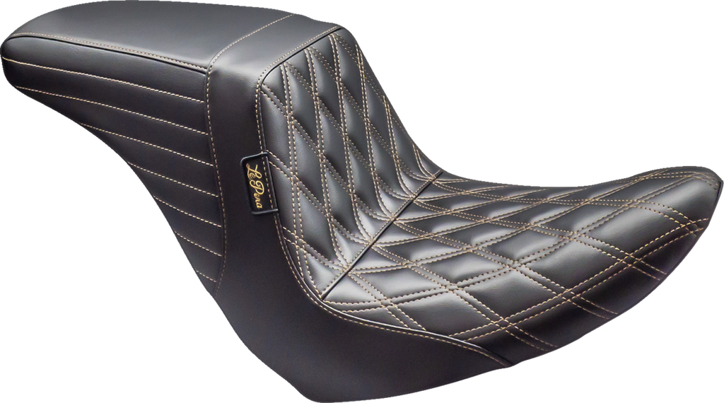 LE PERA Kickflip Up Front Seat - Double Diamond w/ Chestnut Thread - Black - FL/FX '18-'24 LYRU-590DD-CHET — image 1