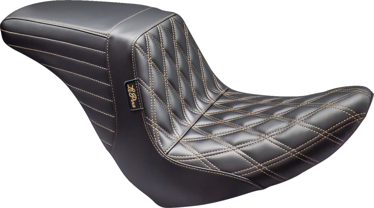 LE PERA Kickflip Up Front Seat - Double Diamond w/ Chestnut Thread - Black - FL/FX '18-'24 LYRU-590DD-CHET — image 1