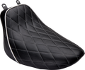 LE PERA Bare Bones Solo Seat - Diamond Stitch w/ White Stitching/Piping - Black - Softail '18-'23 LYX-007DMWTP — image 1