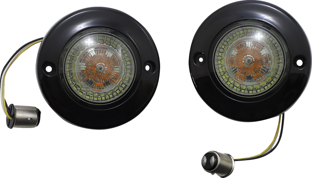 CUSTOM DYNAMICS ProBEAM® Dynamic Ringz® LED Turn Signal - Front - Black - Amber/White PB-FB-AW-1157BS — image 1