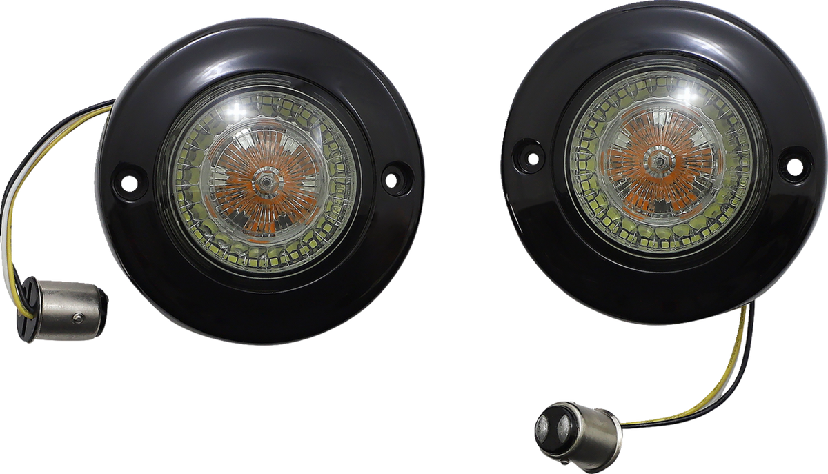 CUSTOM DYNAMICS ProBEAM® Dynamic Ringz® LED Turn Signal - Front - Black - Amber/White PB-FB-AW-1157BS — image 1