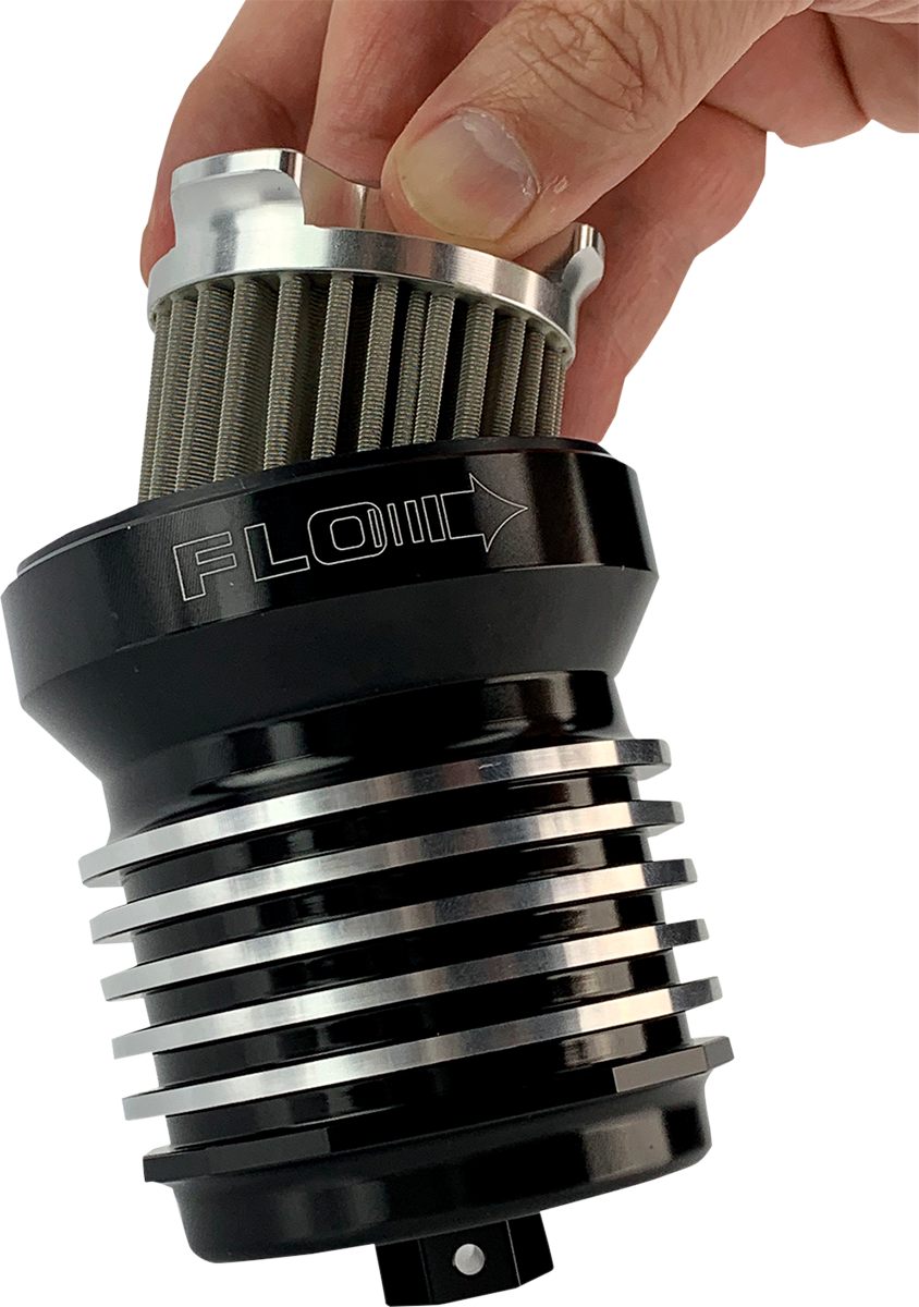 PC RACING Flo® "Spin-On" Oil Filter - Black with Cooling Fins PCS1BC — image 1