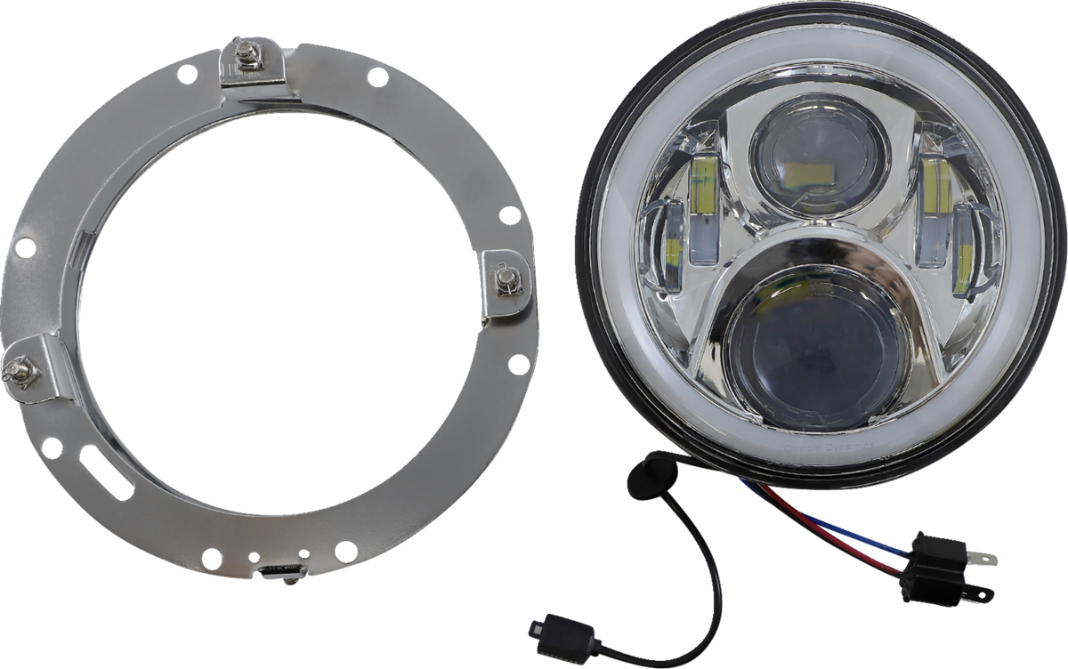 CUSTOM DYNAMICS ProGLOW™ 7" Headlamp - with Mounting Ring - Chrome PG-7-13-C — image 1