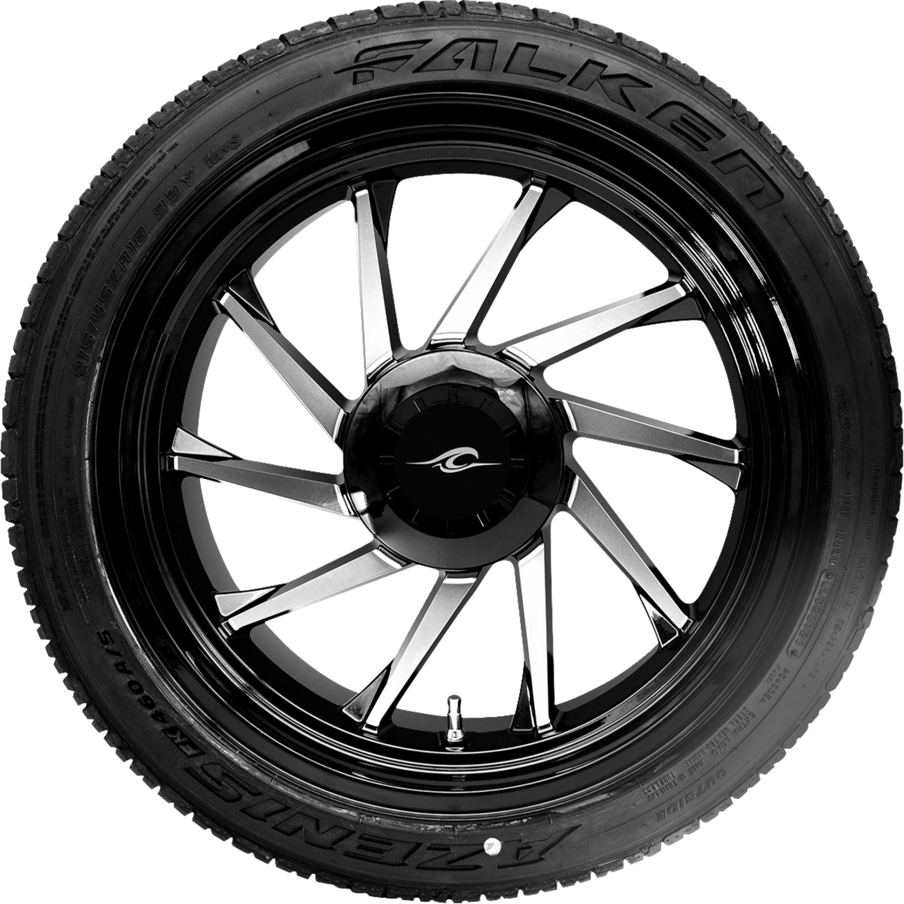 COASTAL MOTO Hurricane 3D Rear Left Wheel - Black Cut (18") | Falken Tire (215/45ZR18) — image 1