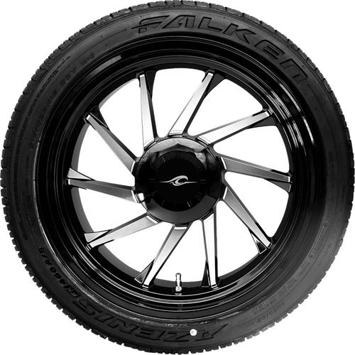 COASTAL MOTO Hurricane 3D Rear Left Wheel - Black Cut (18") | Falken Tire (215/45ZR18) — image 1