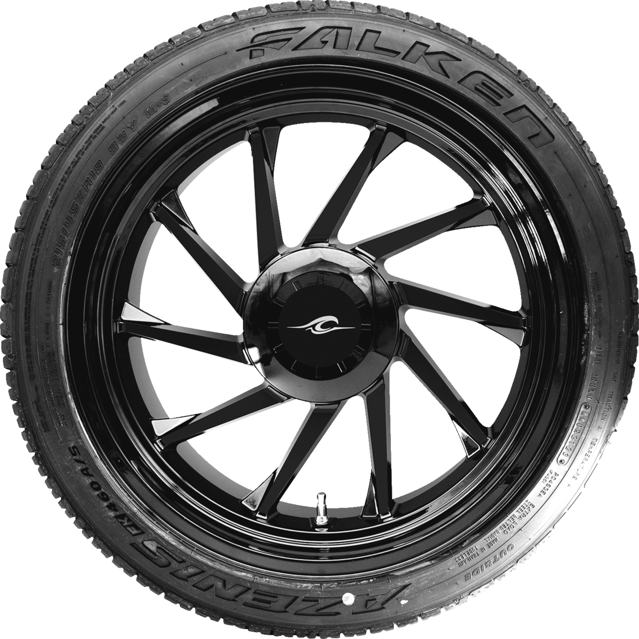 COASTAL MOTO Hurricane 3D Rear Left Wheel - Black (18") | Falken Tire (215/45ZR18) PKG-HURL-187T-SB — image 1