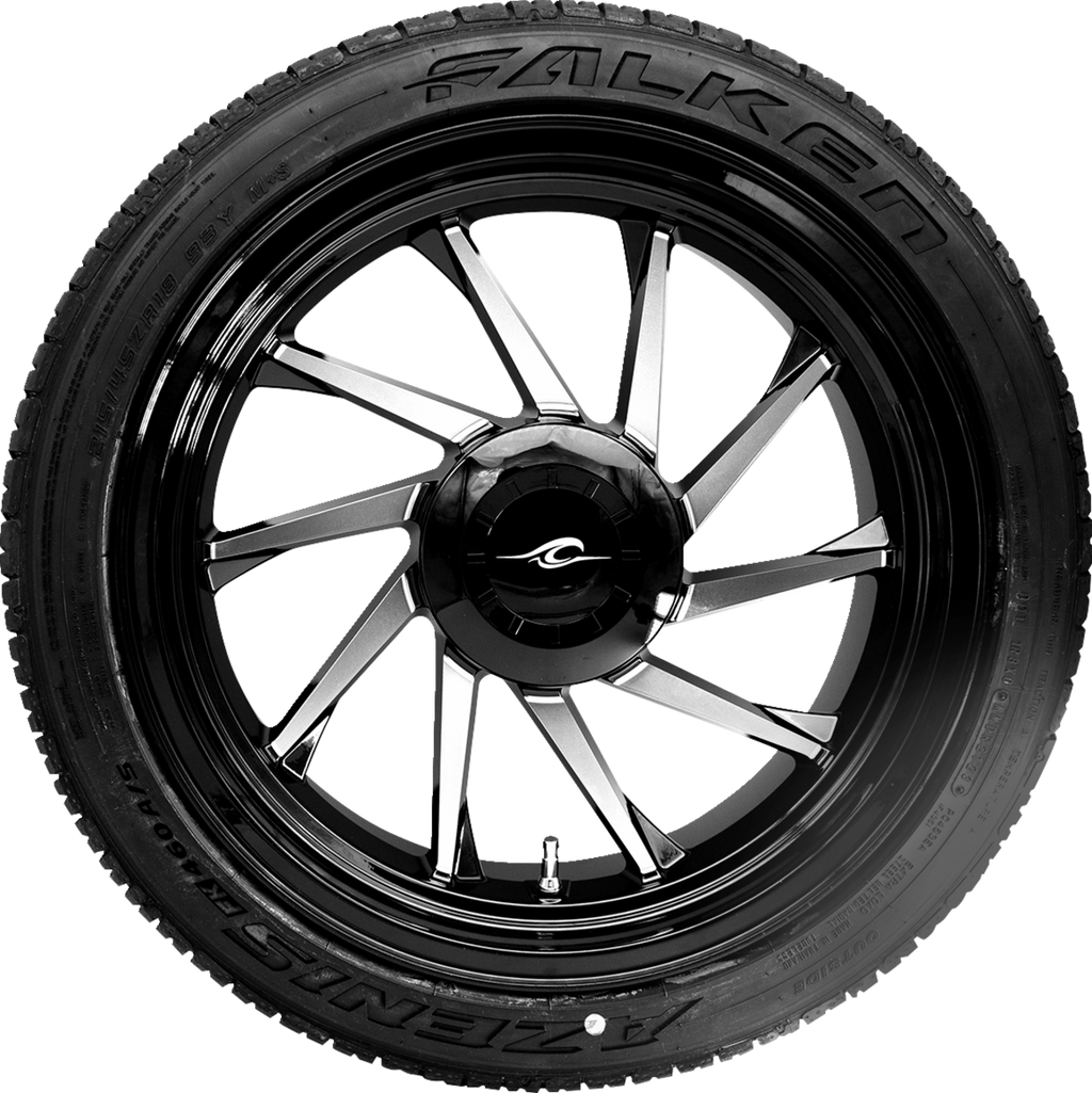 COASTAL MOTO Hurricane 3D Rear Right Wheel - Black Cut (18") | Falken Tire (215/45ZR18) — image 1