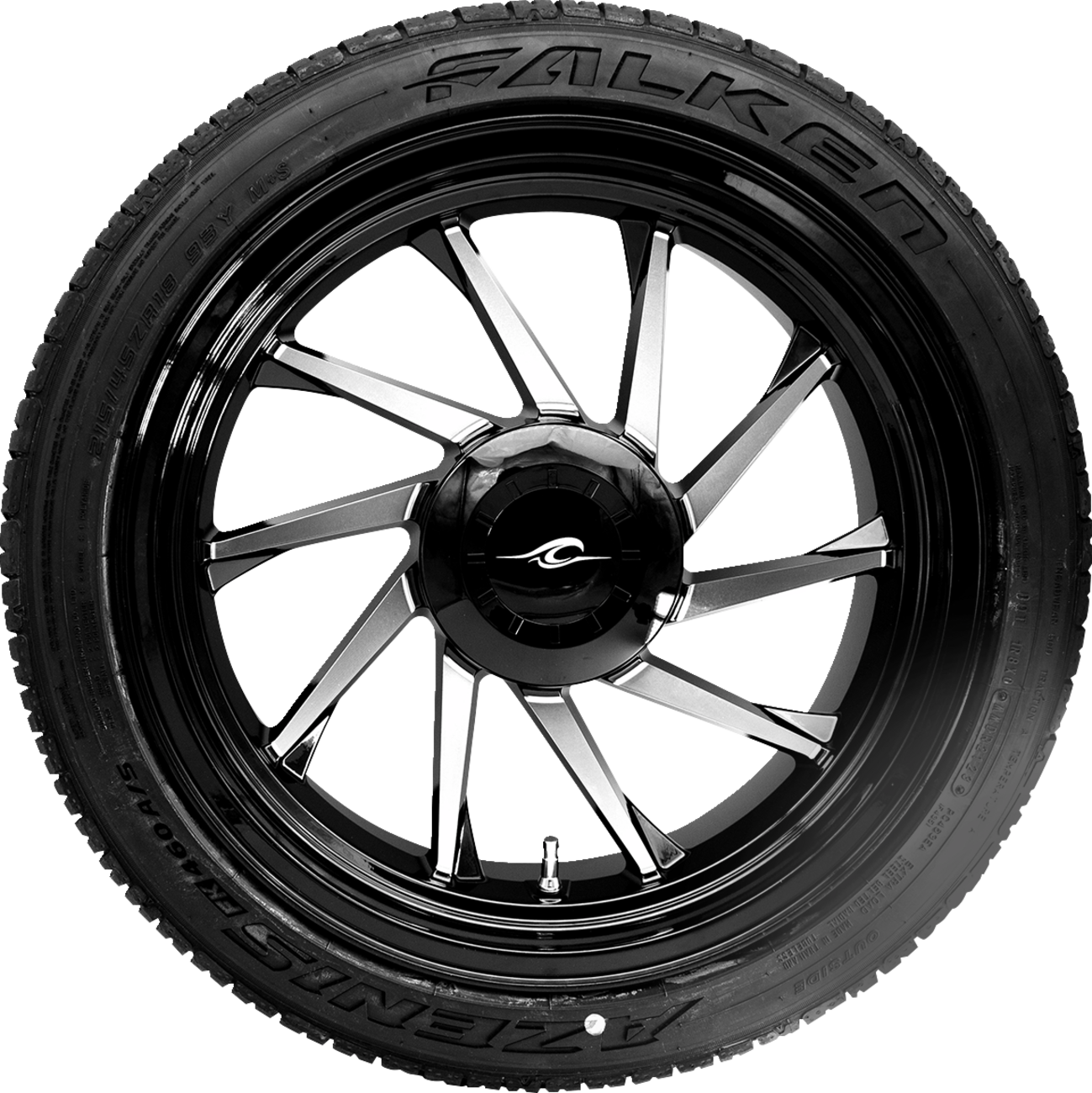 COASTAL MOTO Hurricane 3D Rear Right Wheel - Black Cut (18") | Falken Tire (215/45ZR18) — image 1