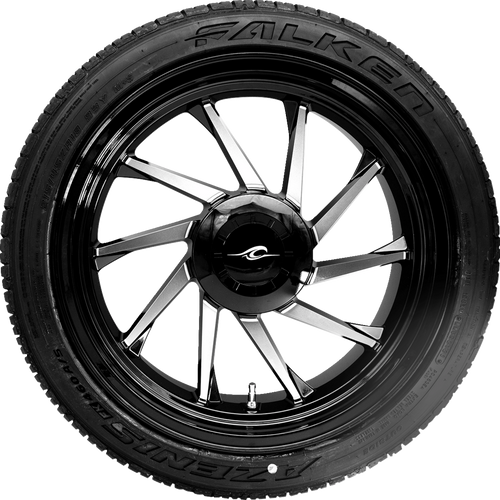 COASTAL MOTO Hurricane 3D Rear Right Wheel - Black Cut (18") | Falken Tire (215/45ZR18) — image 1
