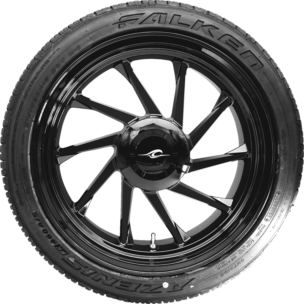 COASTAL MOTO Hurricane 3D Rear Right Wheel - Black (18") | Falken Tire (215/45ZR18) PKG-HURR-187T-SB — image 1